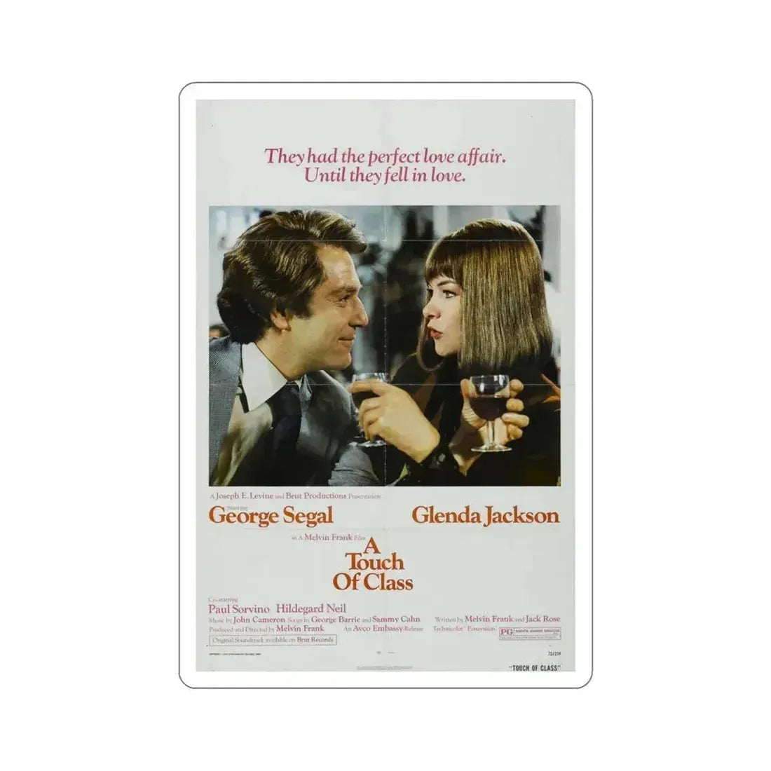 A Touch of Class 1973 2 Movie Poster STICKER Vinyl Die-Cut Decal - The Sticker Space