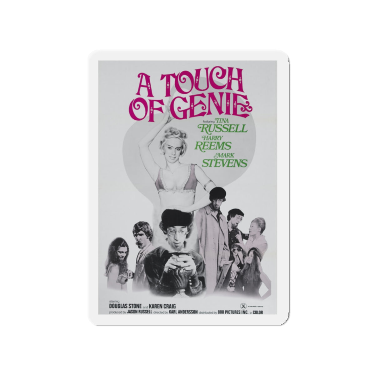 A TOUCH OF GENIE 1974 Movie Poster - Die-Cut Magnet-2" x 2"-The Sticker Space