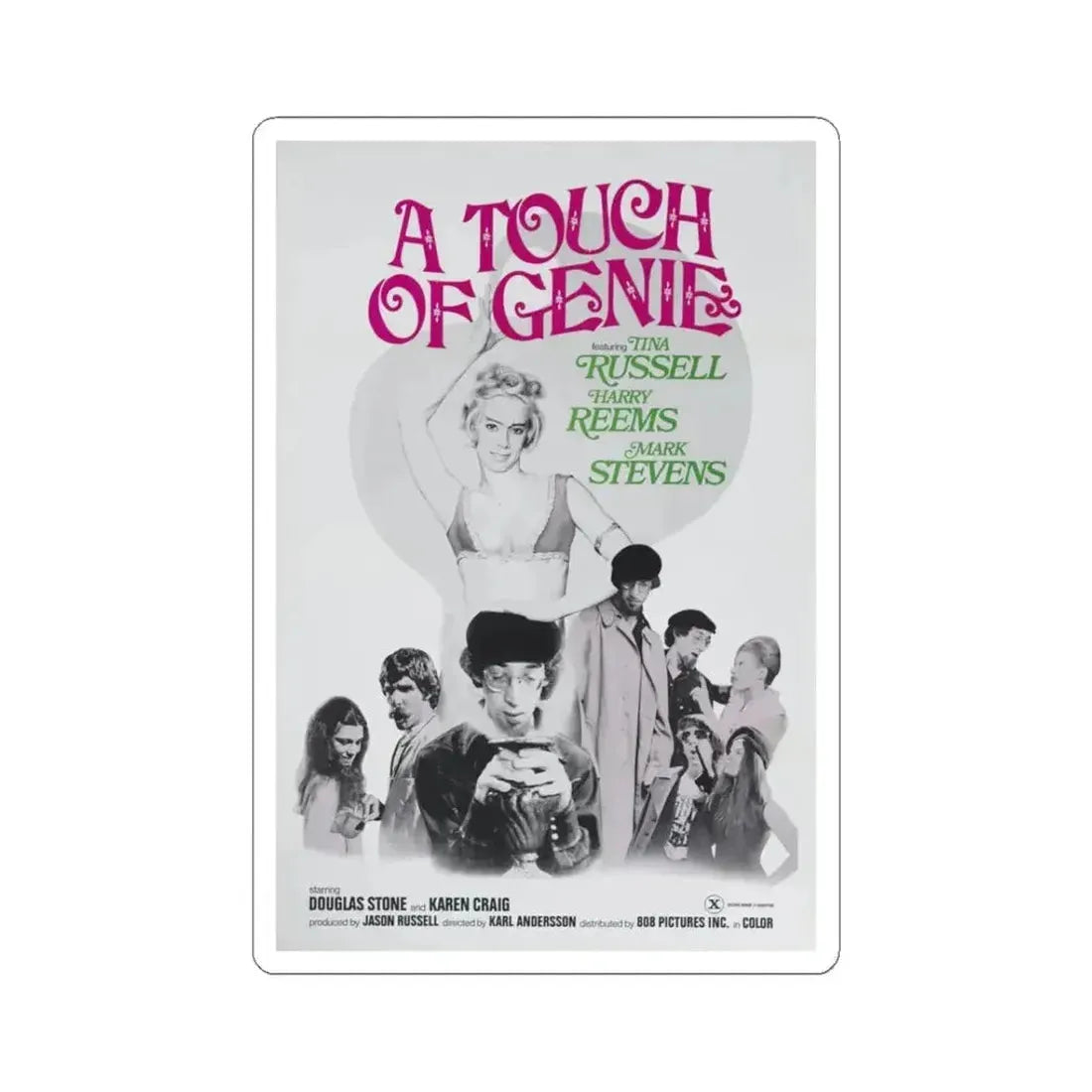 A TOUCH OF GENIE 1974 Movie Poster - STICKER Vinyl Kiss-Cut Decal 3 Inch White - The Sticker Space