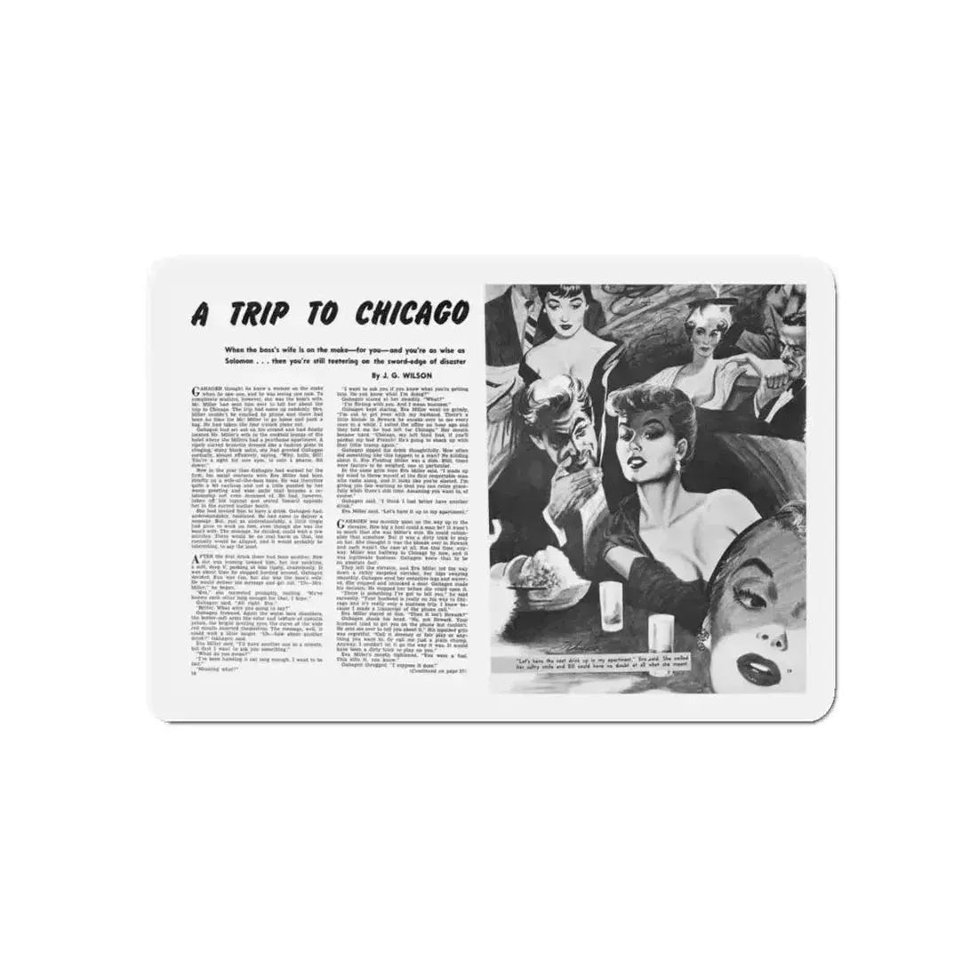 A Trip To Chicago, Mr. magazine, March 1952 (Magazine Illustration) Refrigerator Magnet 5 Inch - The Sticker Space