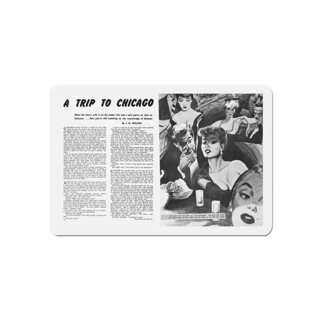 A Trip To Chicago, Mr. magazine, March 1952 (Magazine Illustration) Refrigerator Magnet - The Sticker Space