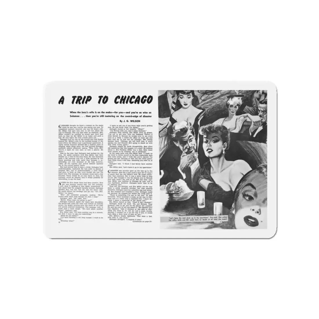 A Trip To Chicago, Mr. magazine, March 1952 (Magazine Illustration) Refrigerator Magnet - The Sticker Space