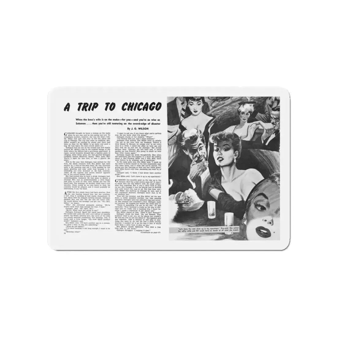 A Trip To Chicago, Mr. magazine, March 1952 (Magazine Illustration) Refrigerator Magnet - The Sticker Space