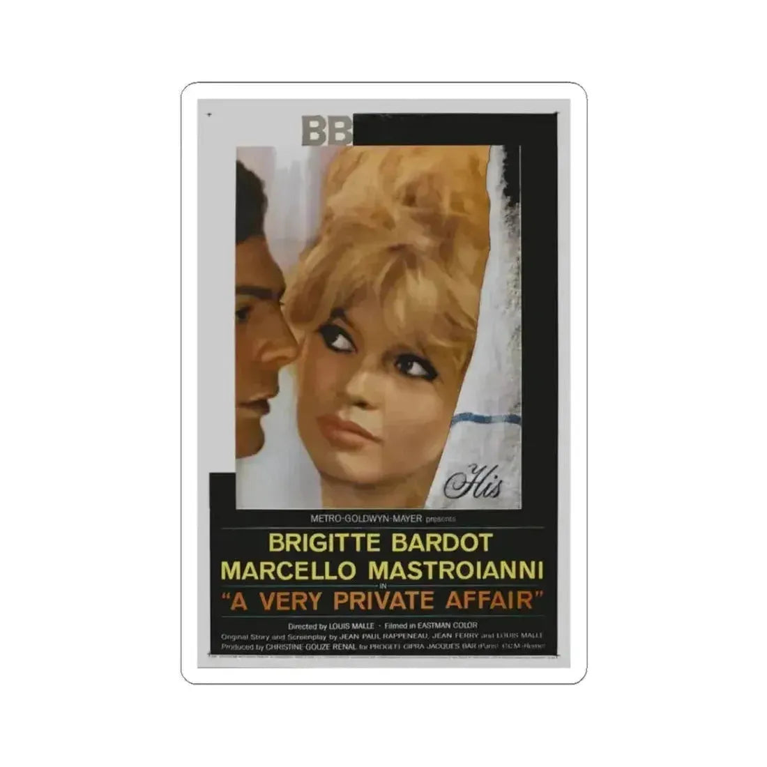 A Very Private Affair 1962 Movie Poster - STICKER Vinyl Kiss-Cut Decal 3 Inch White - The Sticker Space