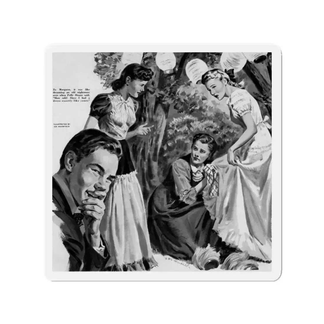 A Very Wordly Woman (2), Life Story magazine, May 1944 (Magazine Illustration) Refrigerator Magnet 2 Inch - The Sticker Space