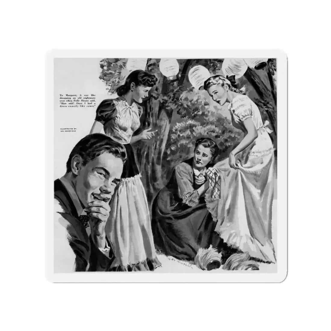 A Very Wordly Woman (2), Life Story magazine, May 1944 (Magazine Illustration) Refrigerator Magnet 3 Inch - The Sticker Space