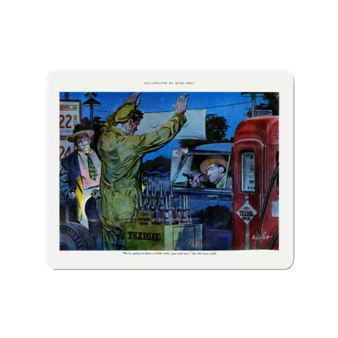 A Visit From The Fat Man, 1952 (Magazine Illustration) Refrigerator Magnet 2 Inch Die-Cut - The Sticker Space