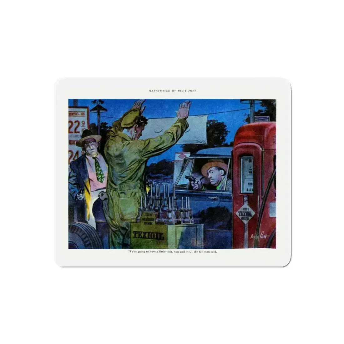 A Visit From The Fat Man, 1952 (Magazine Illustration) Refrigerator Magnet 4 Inch Die-Cut - The Sticker Space