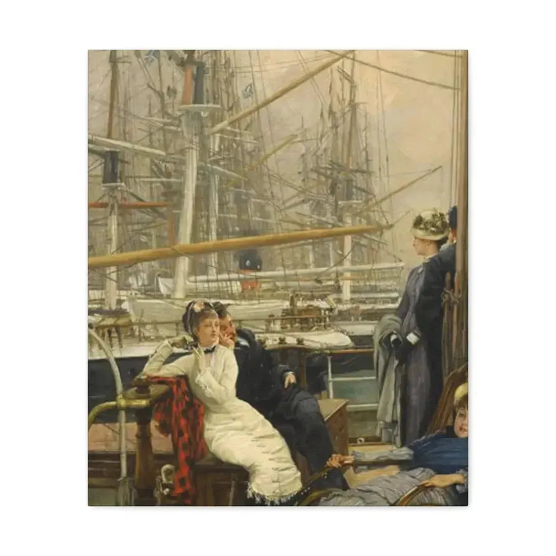 A Visit to the Yacht (1873), by James Tissot - Canvas Wall Art 20″ x 24″ 1.25" - The Sticker Space