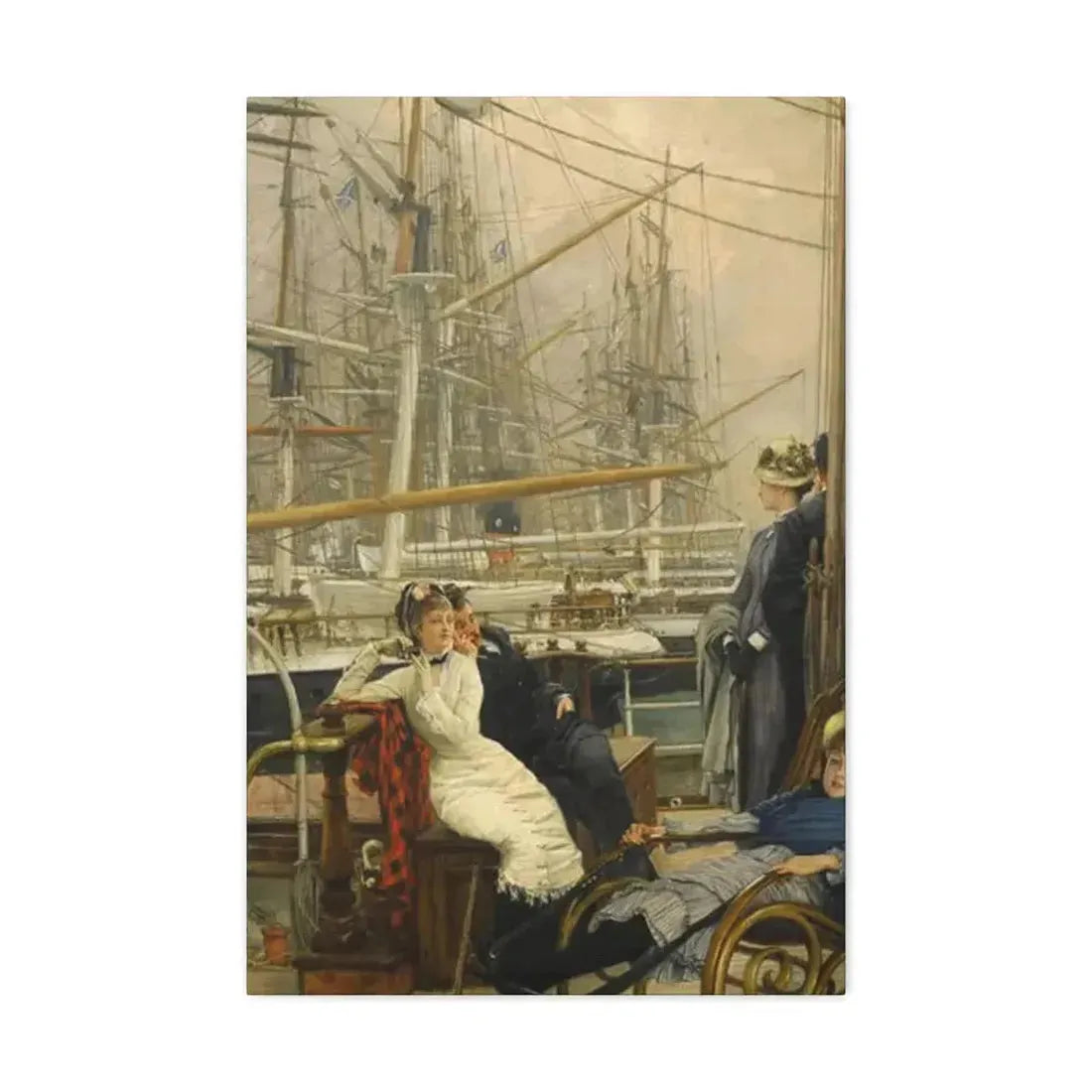 A Visit to the Yacht (1873), by James Tissot - Canvas Wall Art 20″ x 30″ 1.25" - The Sticker Space