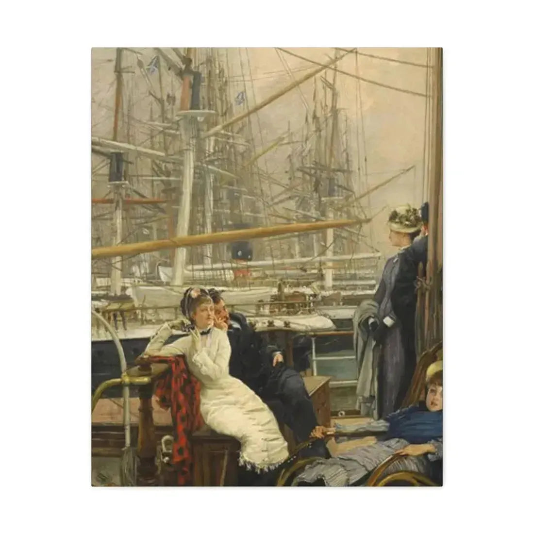 A Visit to the Yacht (1873), by James Tissot - Canvas Wall Art 24″ x 30″ 1.25" - The Sticker Space