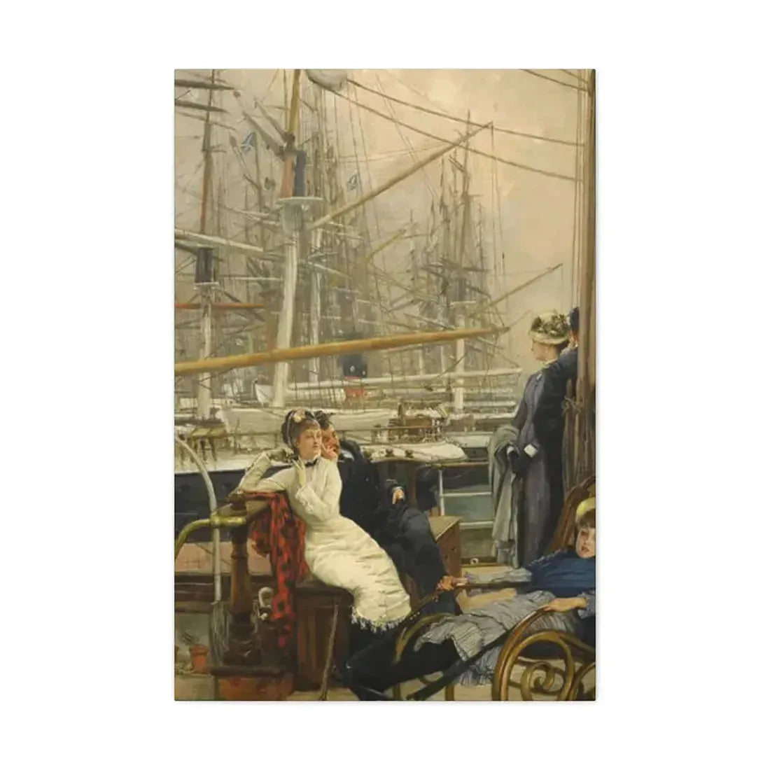 A Visit to the Yacht (1873), by James Tissot - Canvas Wall Art 24″ x 36″ 1.25" - The Sticker Space