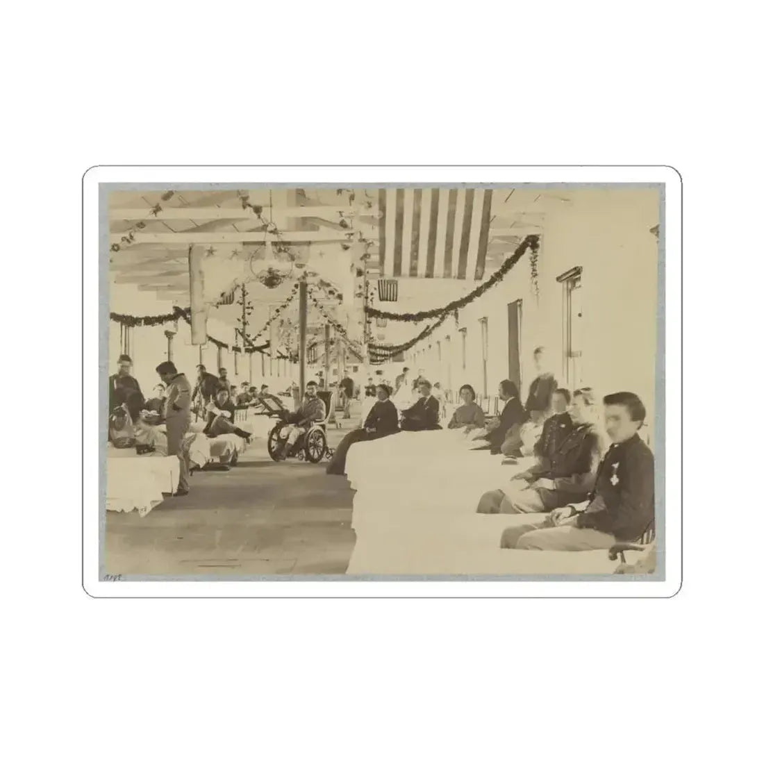 A Ward in Armory Square Hospital, Washington, D.C. (U.S. Civil War) STICKER Vinyl Kiss-Cut Decal 4 Inch White - The Sticker Space