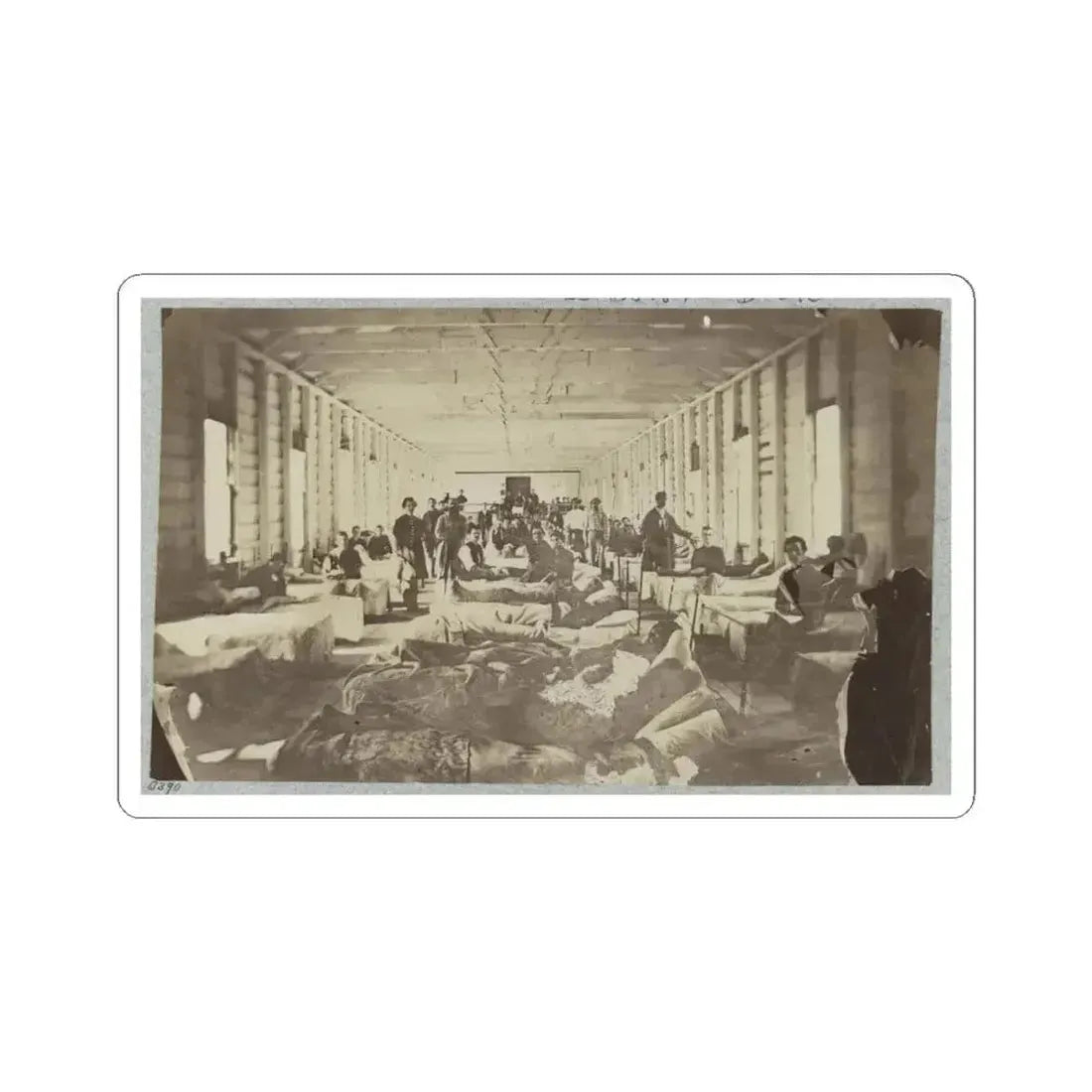 A Ward in Hospital at Convalescent Camp Near Alexandria, Va. (U.S. Civil War) STICKER Vinyl Kiss-Cut Decal 4 Inch White - The Sticker Space