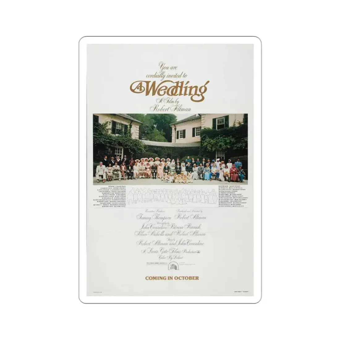 A Wedding 1978 Movie Poster STICKER Vinyl Die-Cut Decal 3 Inch - The Sticker Space