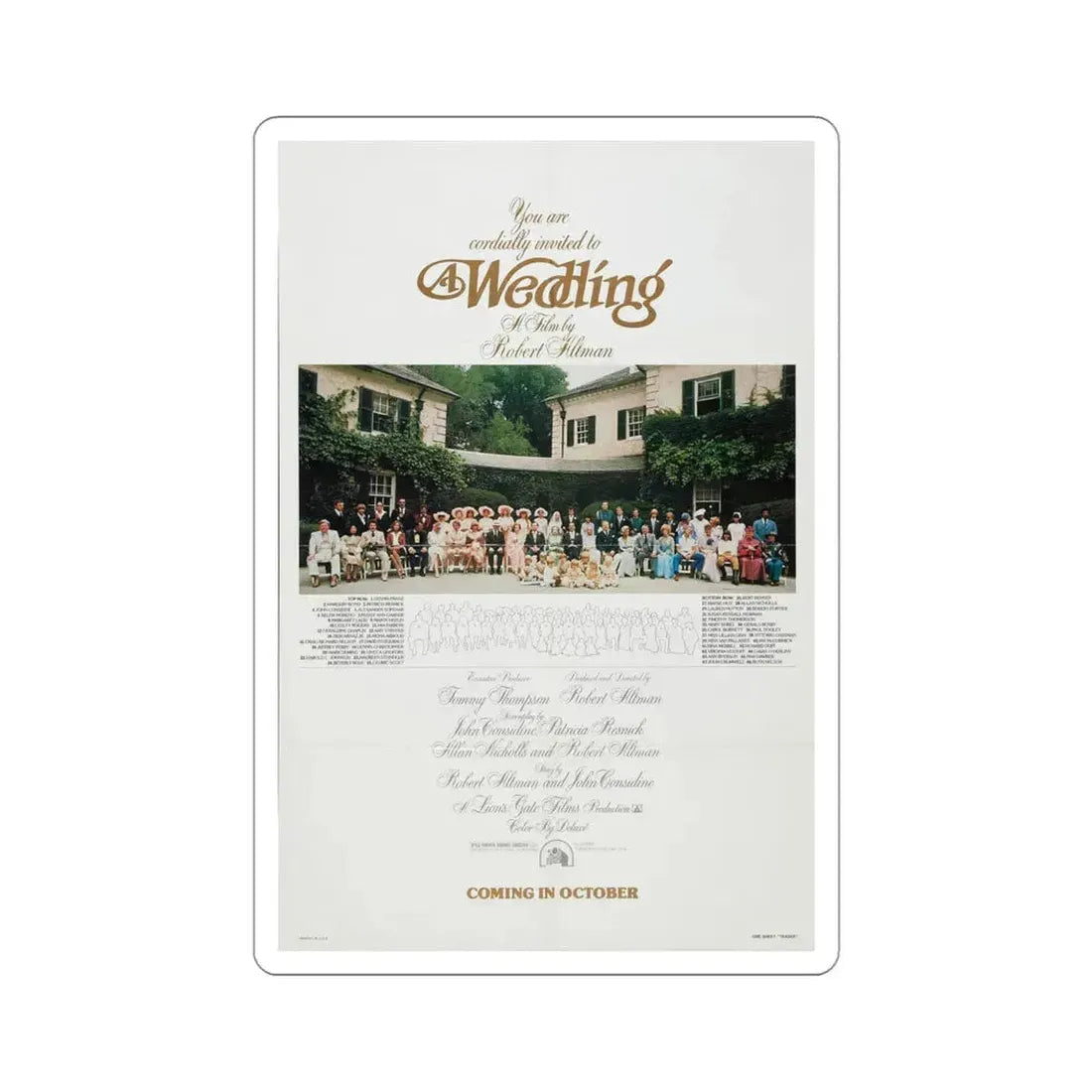 A Wedding 1978 Movie Poster STICKER Vinyl Die-Cut Decal 4 Inch - The Sticker Space