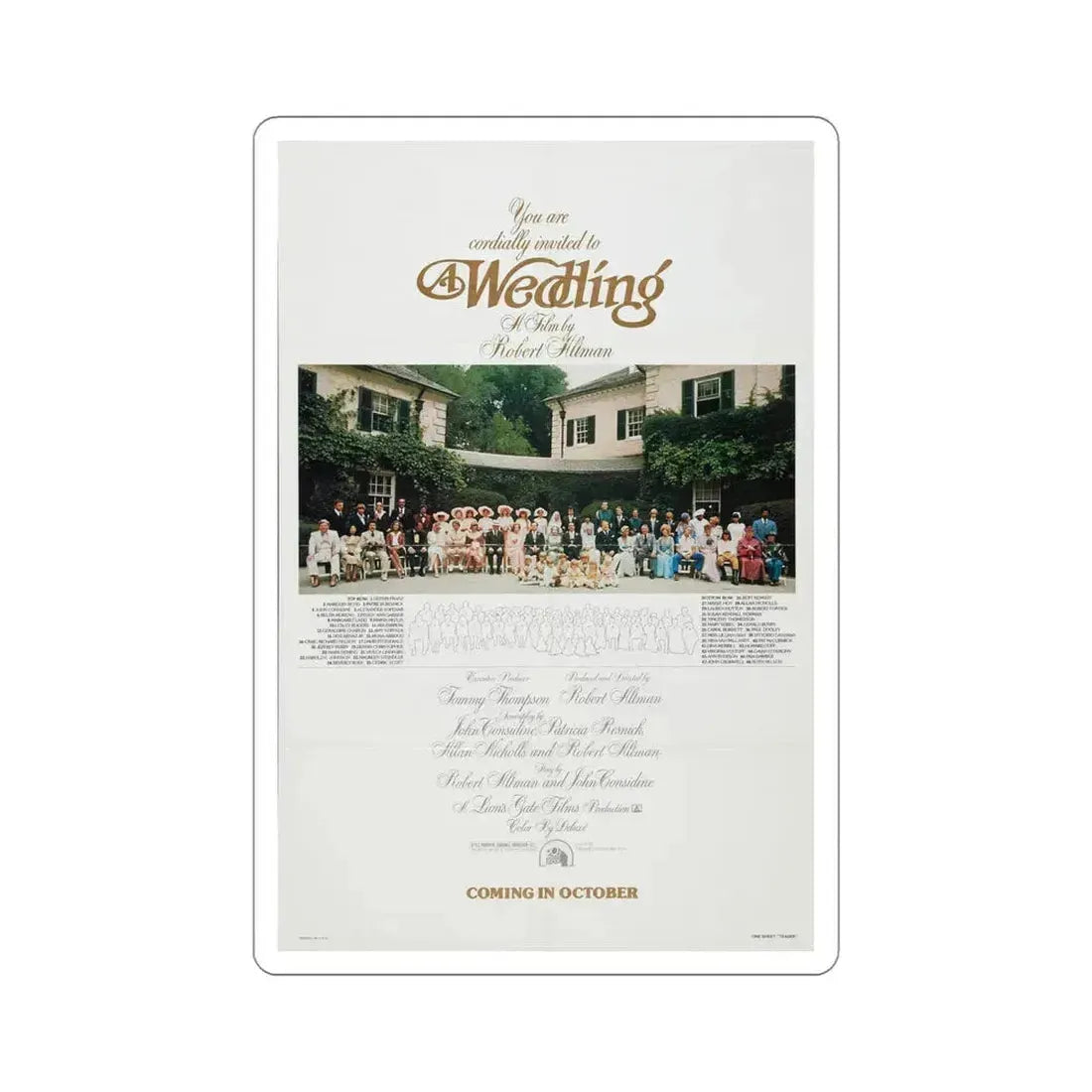 A Wedding 1978 Movie Poster STICKER Vinyl Die-Cut Decal 5 Inch - The Sticker Space