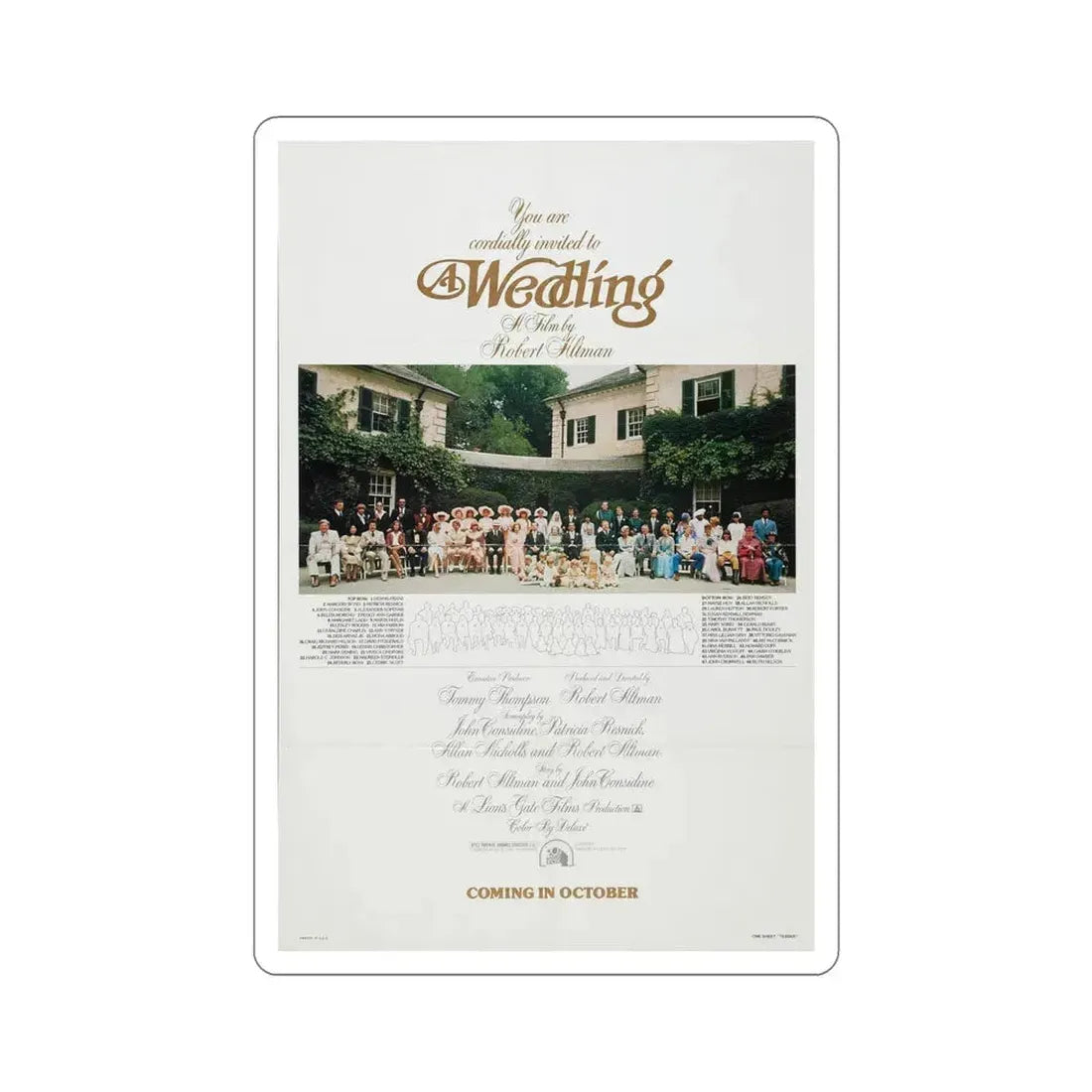 A Wedding 1978 Movie Poster STICKER Vinyl Die-Cut Decal 6 Inch - The Sticker Space