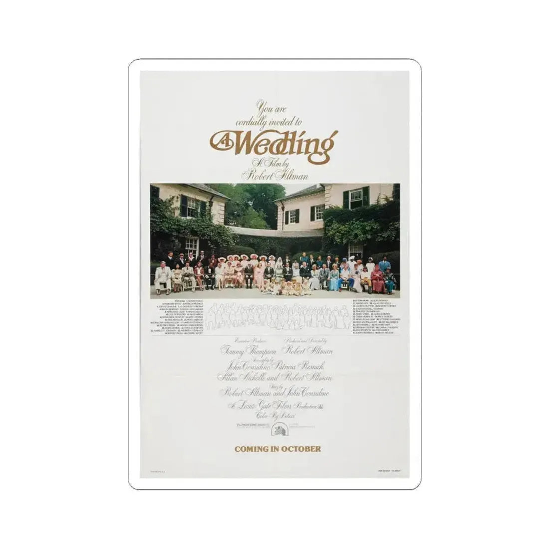 A Wedding 1978 Movie Poster - STICKER Vinyl Kiss-Cut Decal 4 Inch White - The Sticker Space