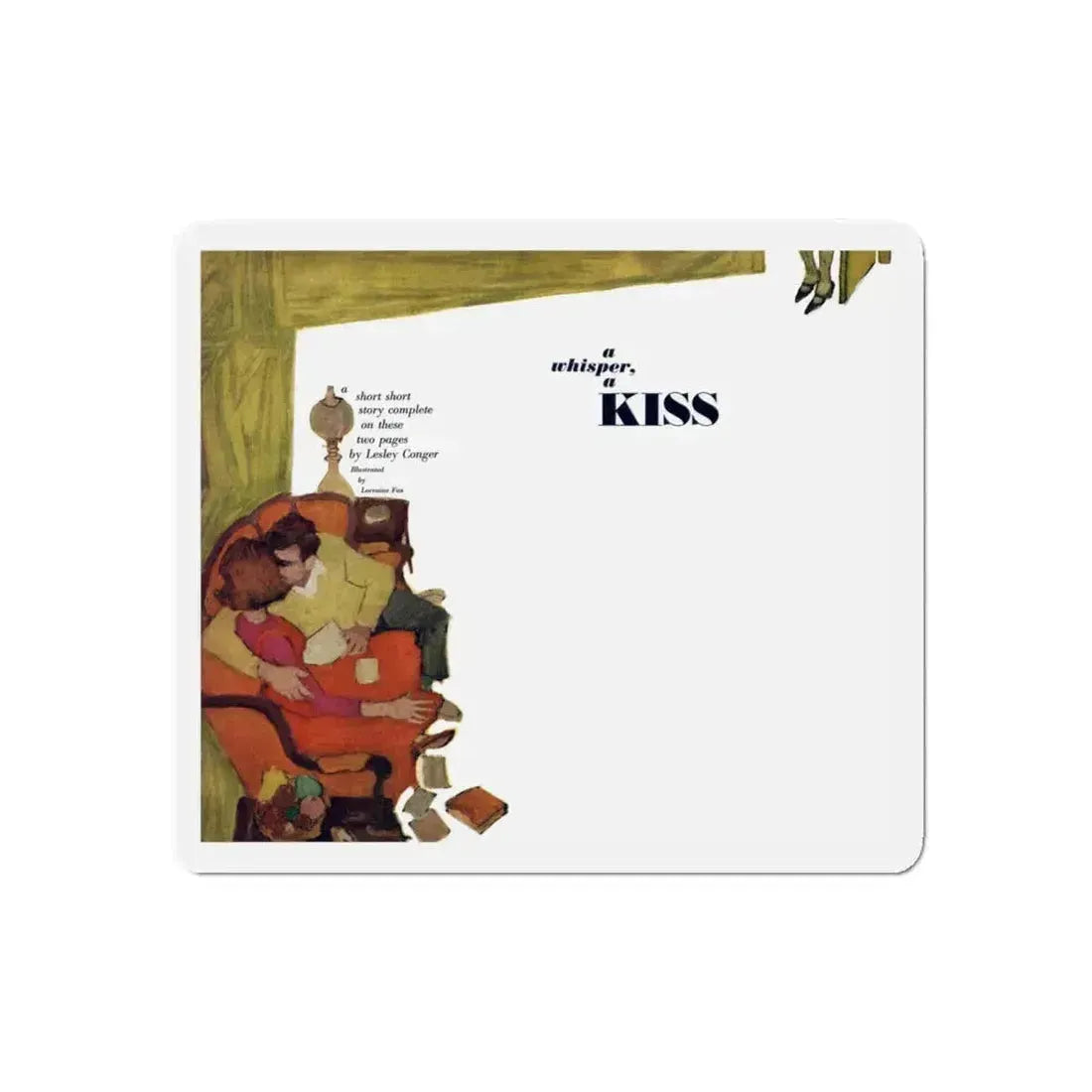 A Whisper a Kiss, Redbook, January 1961 (Magazine Illustration) Refrigerator Magnet 4 Inch Die-Cut - The Sticker Space