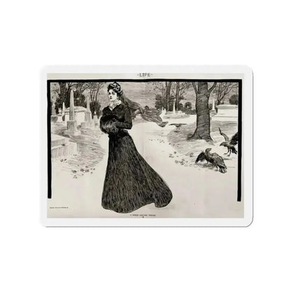 A Widow and Her Friends, Part III, Life magazine, October 18, 1900 (Magazine Illustration) Refrigerator Magnet 2 Inch - The Sticker Space