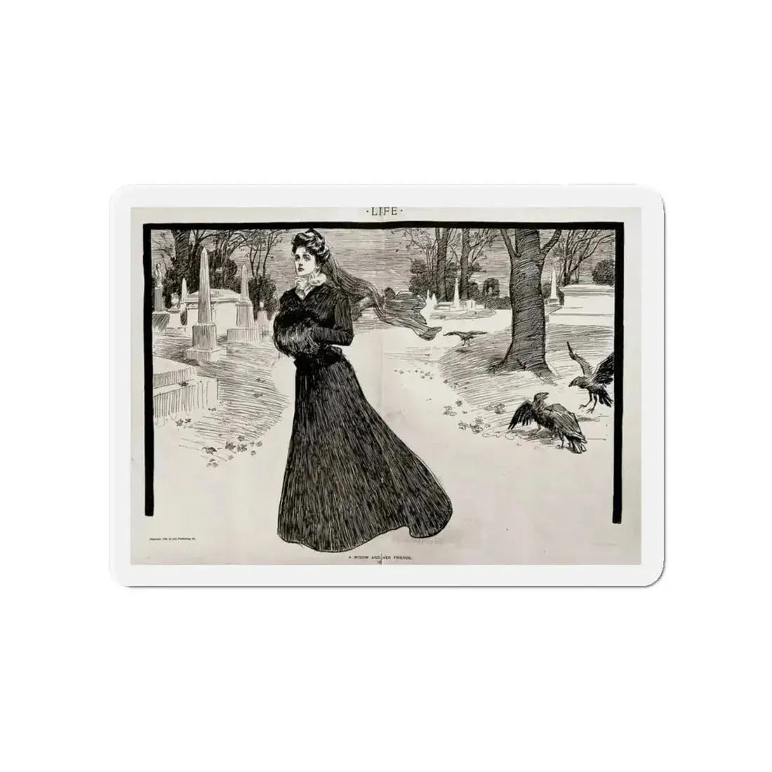 A Widow and Her Friends, Part III, Life magazine, October 18, 1900 (Magazine Illustration) Refrigerator Magnet 4 Inch - The Sticker Space
