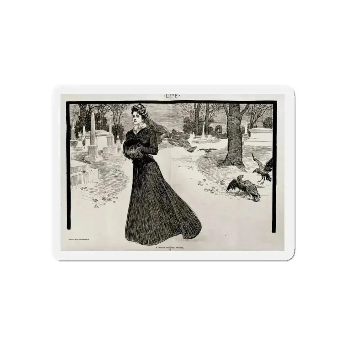A Widow and Her Friends, Part III, Life magazine, October 18, 1900 (Magazine Illustration) Refrigerator Magnet 5 Inch - The Sticker Space