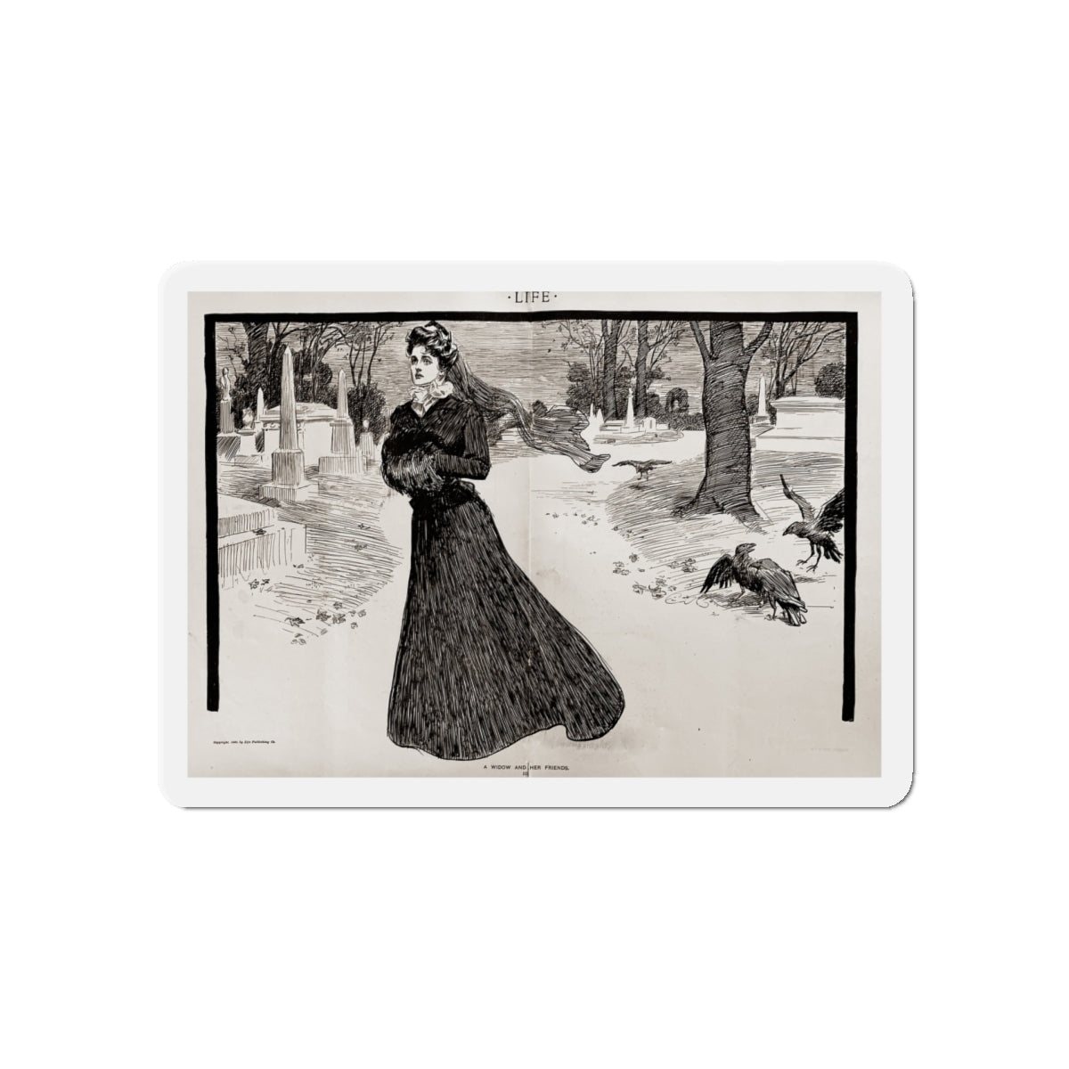 A Widow and Her Friends, Part III, Life magazine, October 18, 1900 (Magazine Illustration) Refrigerator Magnet-5" x 5"-The Sticker Space