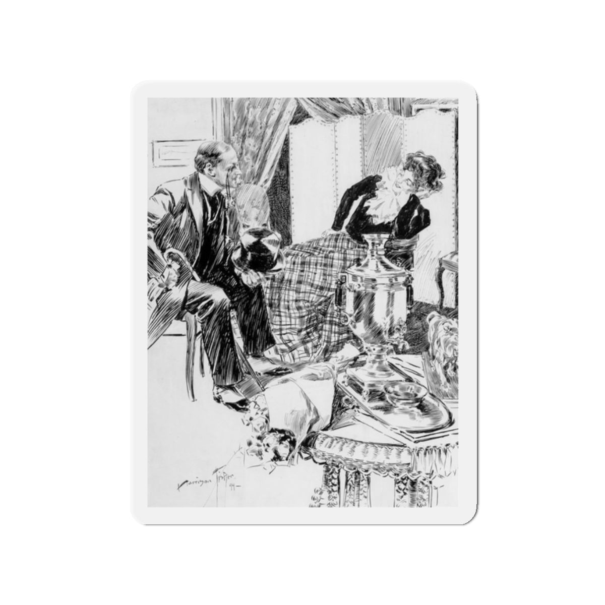 A Wild Remark, Puck magazine interior, 1894 (Magazine Illustration) Refrigerator Magnet-2" x 2"-The Sticker Space