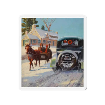 A Winter's Ride (Magazine Illustration) Refrigerator Magnet 4 Inch - The Sticker Space