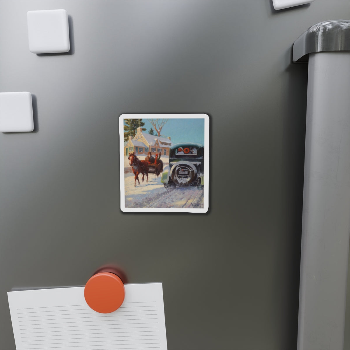 A Winter's Ride (Magazine Illustration) Refrigerator Magnet-The Sticker Space