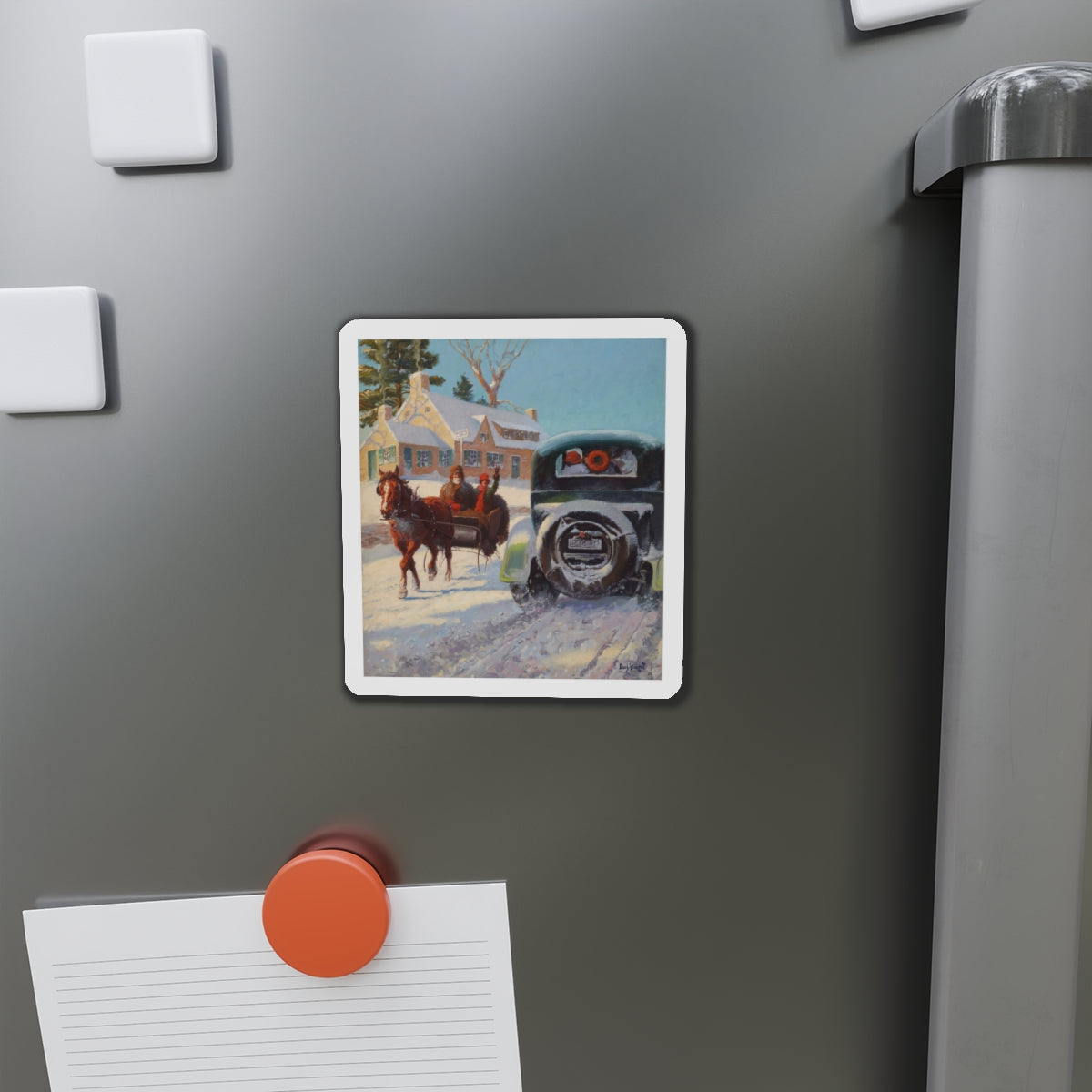 A Winter's Ride (Magazine Illustration) Refrigerator Magnet-The Sticker Space