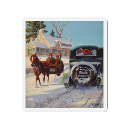 A Winter's Ride (Magazine Illustration) Refrigerator Magnet-3" x 3"-The Sticker Space