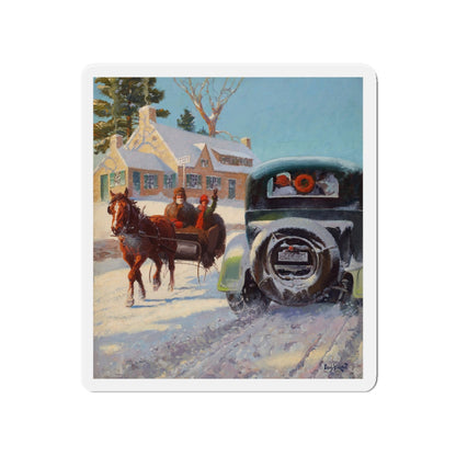 A Winter's Ride (Magazine Illustration) Refrigerator Magnet-4" x 4"-The Sticker Space