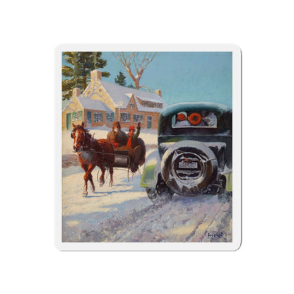 A Winter's Ride (Magazine Illustration) Refrigerator Magnet-5" x 5"-The Sticker Space