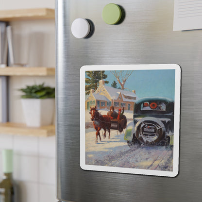 A Winter's Ride (Magazine Illustration) Refrigerator Magnet-The Sticker Space