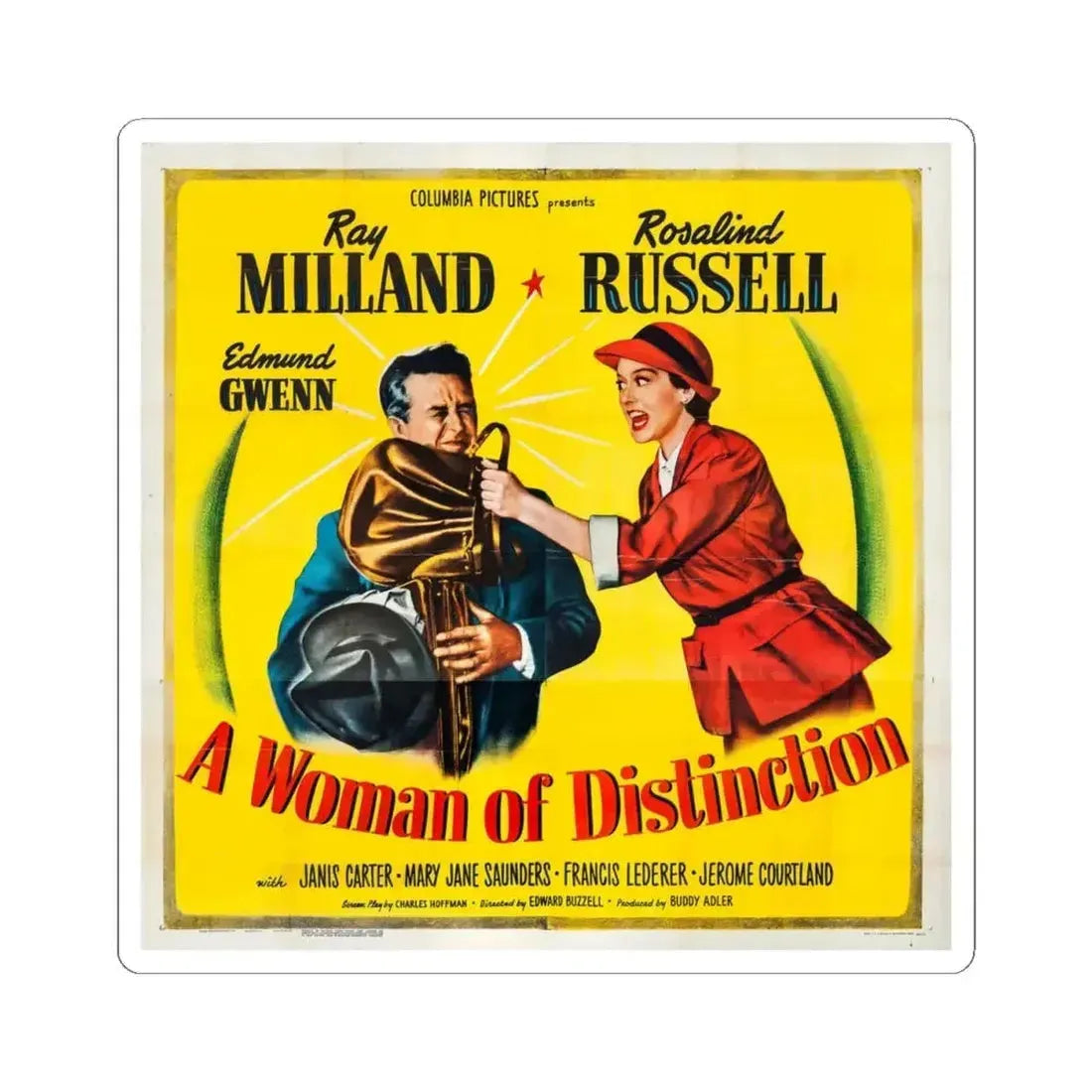 A Woman of Distinction 1950 v2 Movie Poster - STICKER Vinyl Kiss-Cut Decal 4 Inch White - The Sticker Space