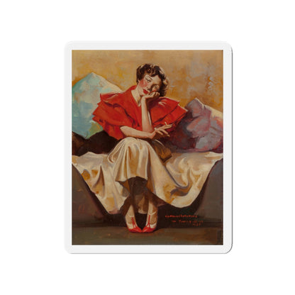 A Woman Resting, 1935 (Magazine Illustration) Refrigerator Magnet-4" x 4"-The Sticker Space