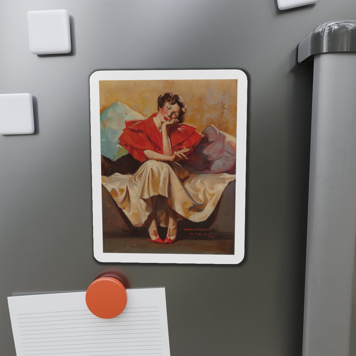 A Woman Resting, 1935 (Magazine Illustration) Refrigerator Magnet-The Sticker Space