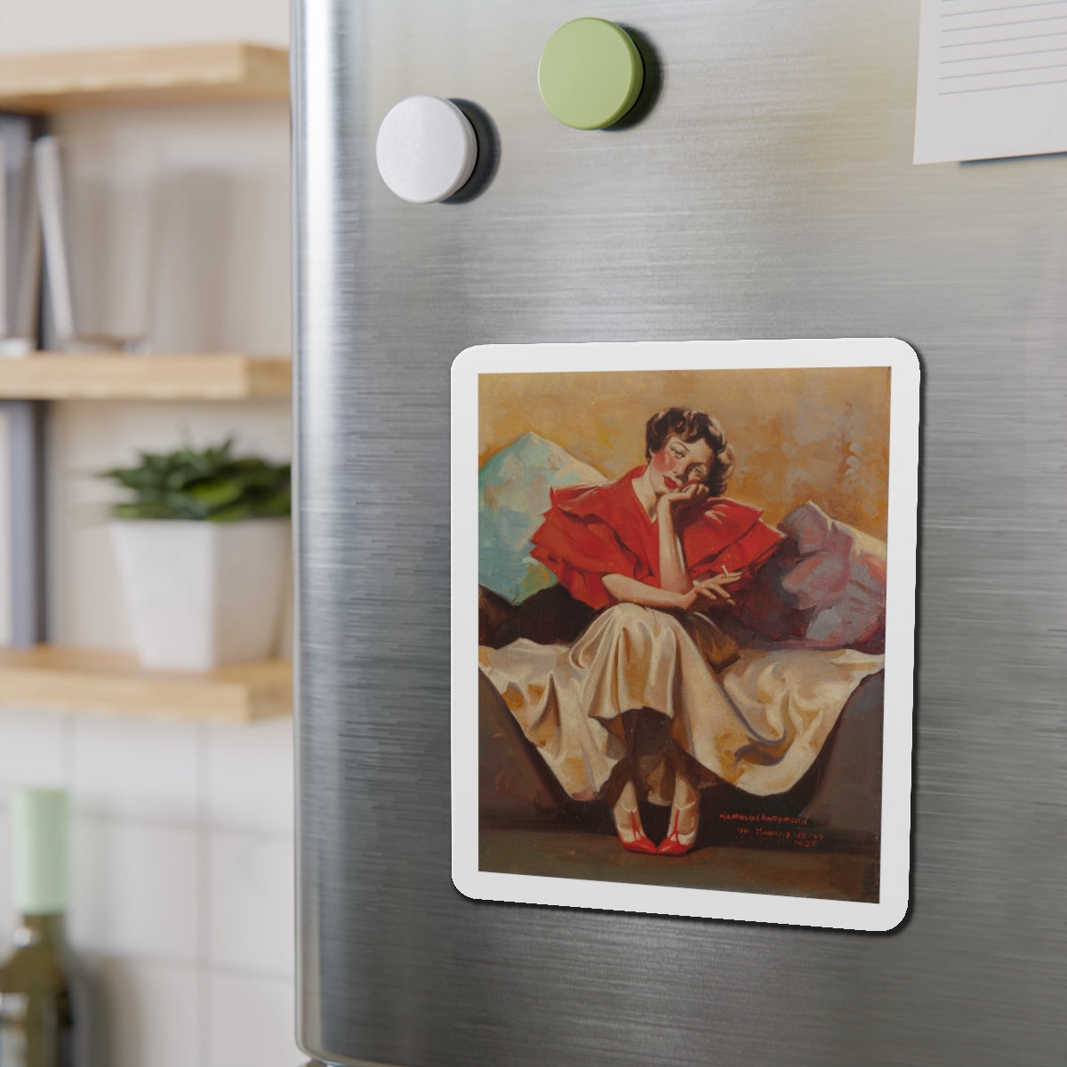 A Woman Resting, 1935 (Magazine Illustration) Refrigerator Magnet-The Sticker Space