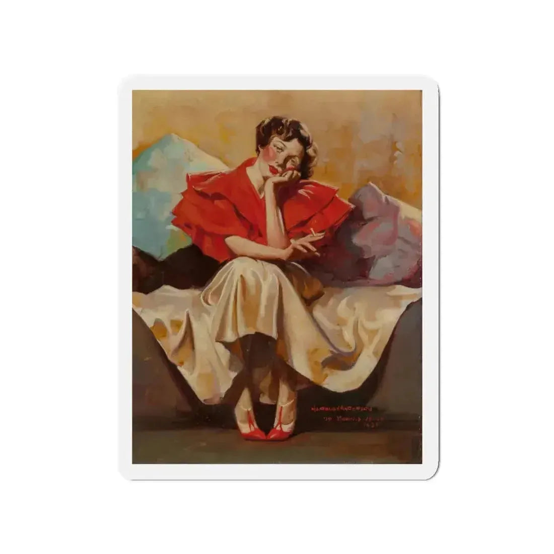 A Woman Resting, 1935 (Magazine Illustration) Refrigerator Magnet - The Sticker Space
