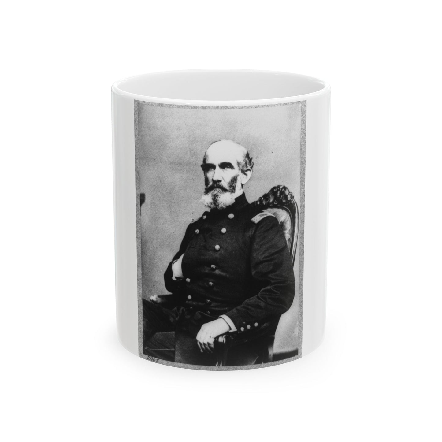 A.J. Smith, Three-Quarter Length Portrait, Seated, Facing Right, Right Hand In His Coat (U.S. Civil War) White Coffee Mug