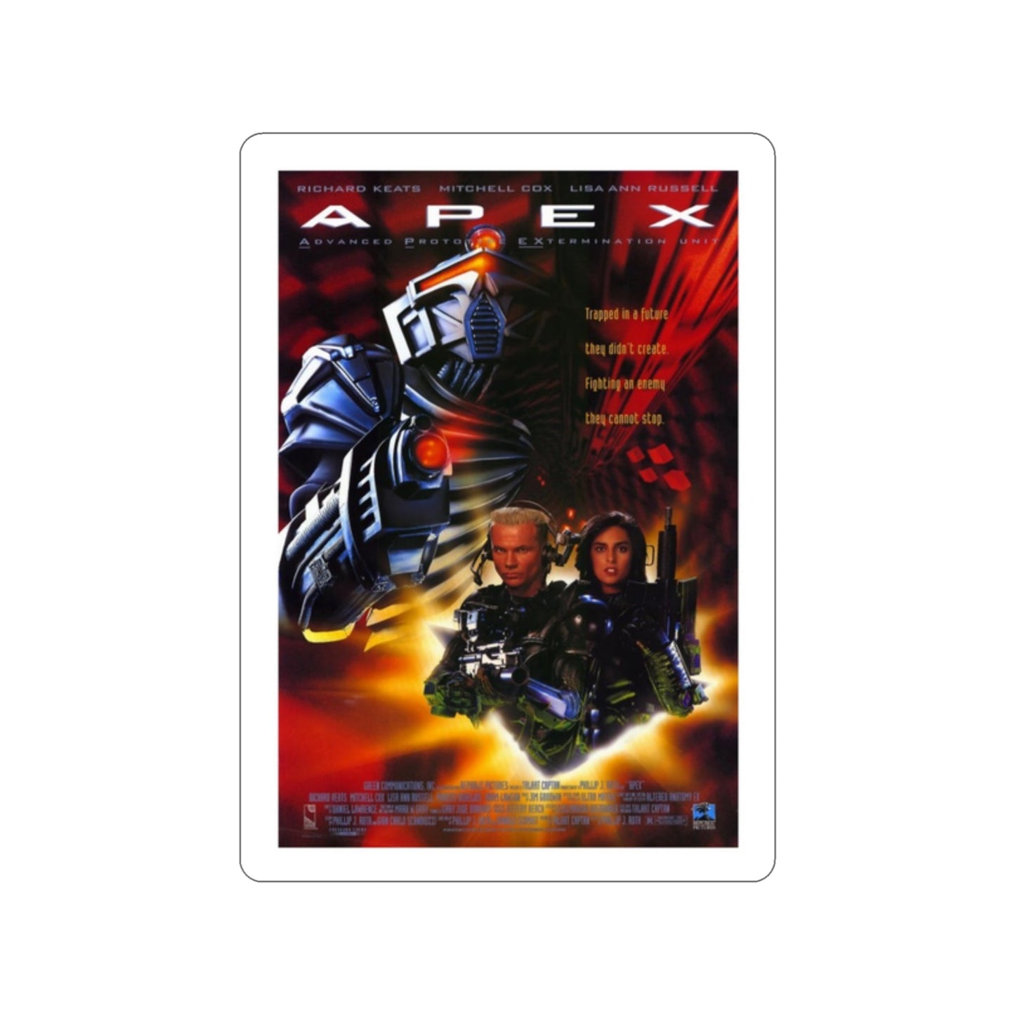 A.P.E.X 1994 Movie Poster STICKER Vinyl Die-Cut Decal-2 Inch-The Sticker Space