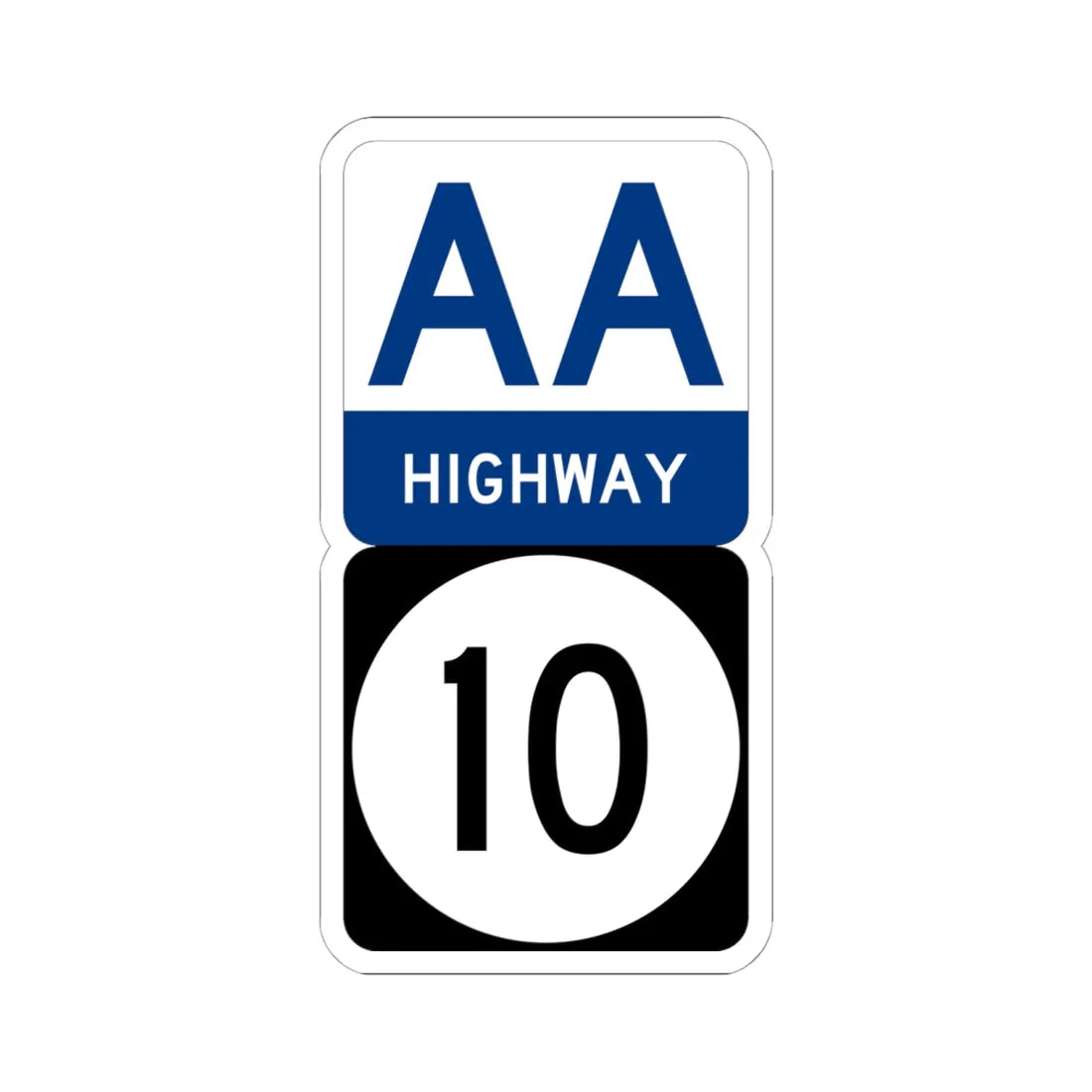 AA Highway KY 10 stacked (Kentucky) (Road Sign) STICKER Vinyl Kiss-Cut Decal 6 Inch White - The Sticker Space