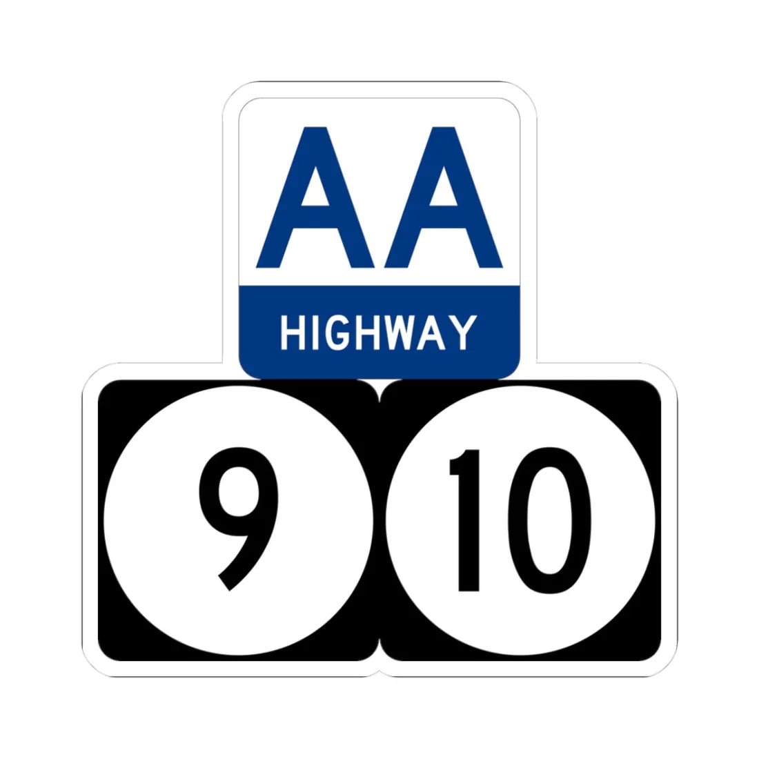 AA Highway KY 9 KY 10 stacked (Kentucky) (Road Sign) STICKER Vinyl Kiss-Cut Decal 3 Inch White - The Sticker Space