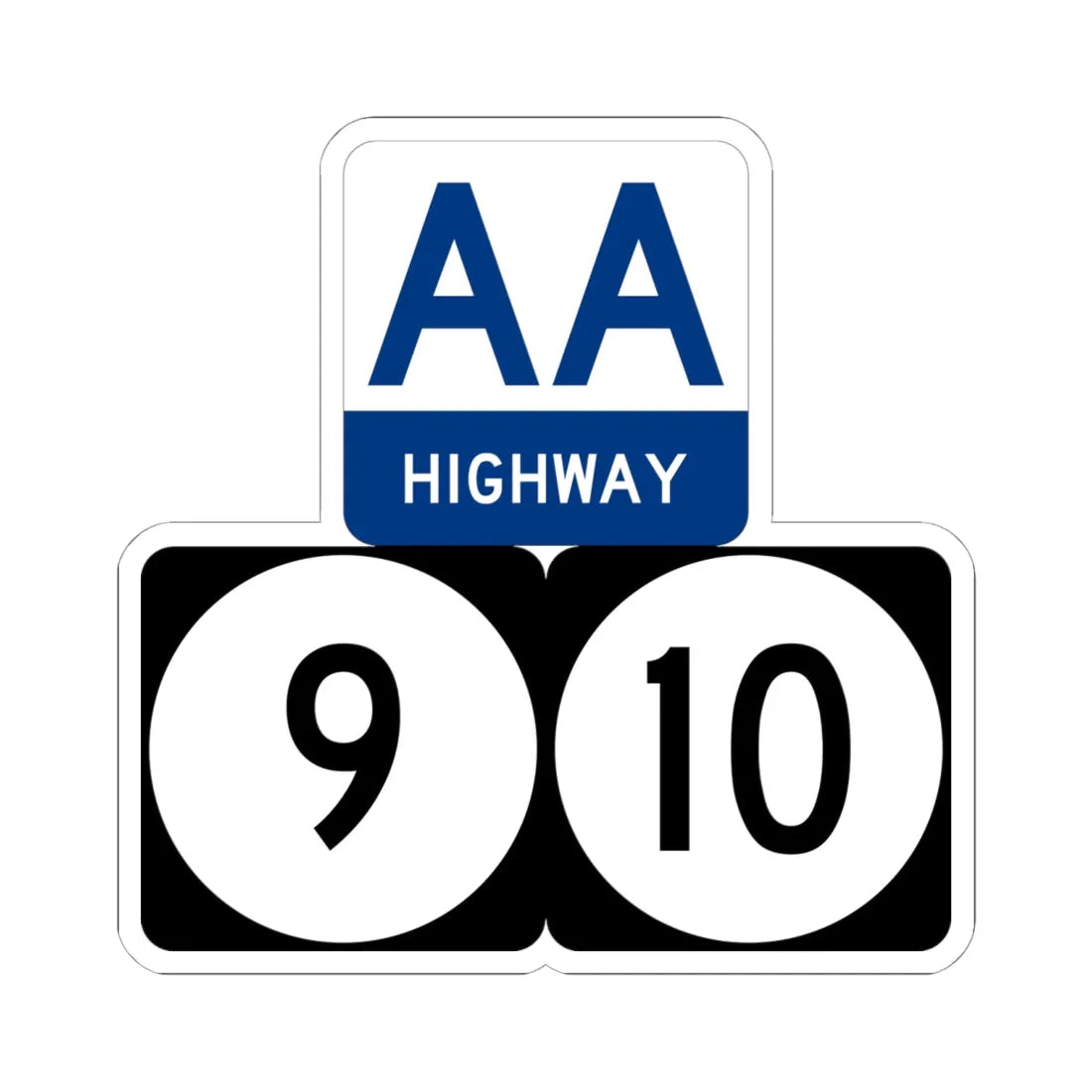 AA Highway KY 9 KY 10 stacked (Kentucky) (Road Sign) STICKER Vinyl Kiss-Cut Decal 6 Inch White - The Sticker Space