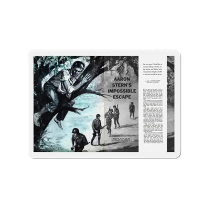 Aaron Stern's Impossible Escape, Male magazine, February 1957 (Magazine Illustration) Refrigerator Magnet 2 Inch - The Sticker Space