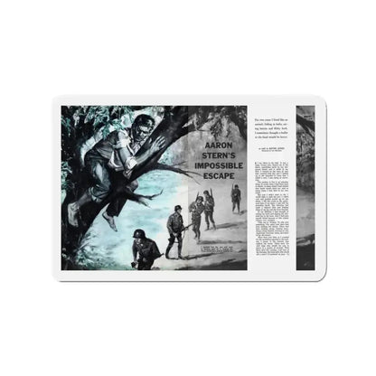 Aaron Stern's Impossible Escape, Male magazine, February 1957 (Magazine Illustration) Refrigerator Magnet 3 Inch - The Sticker Space