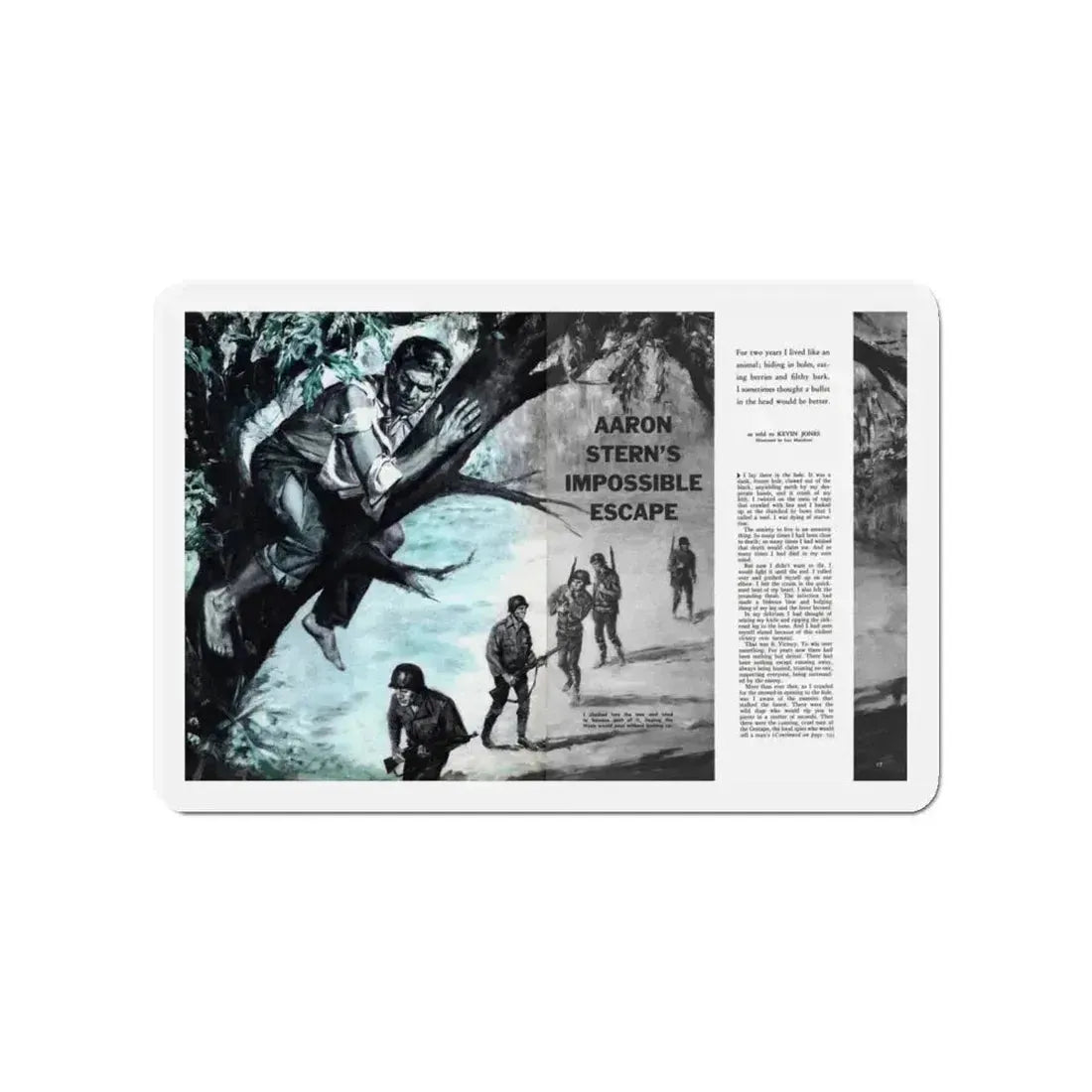 Aaron Stern's Impossible Escape, Male magazine, February 1957 (Magazine Illustration) Refrigerator Magnet 4 Inch - The Sticker Space