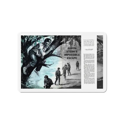 Aaron Stern's Impossible Escape, Male magazine, February 1957 (Magazine Illustration) Refrigerator Magnet 4 Inch - The Sticker Space